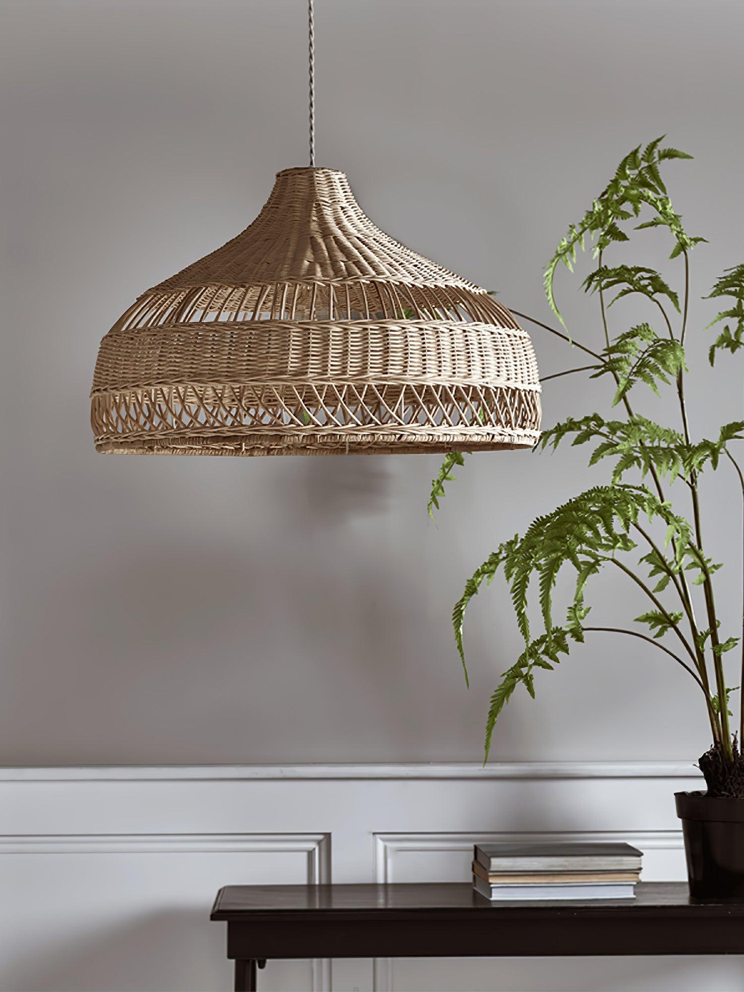 Artisanal Rattan Dome Pendant Lamp
