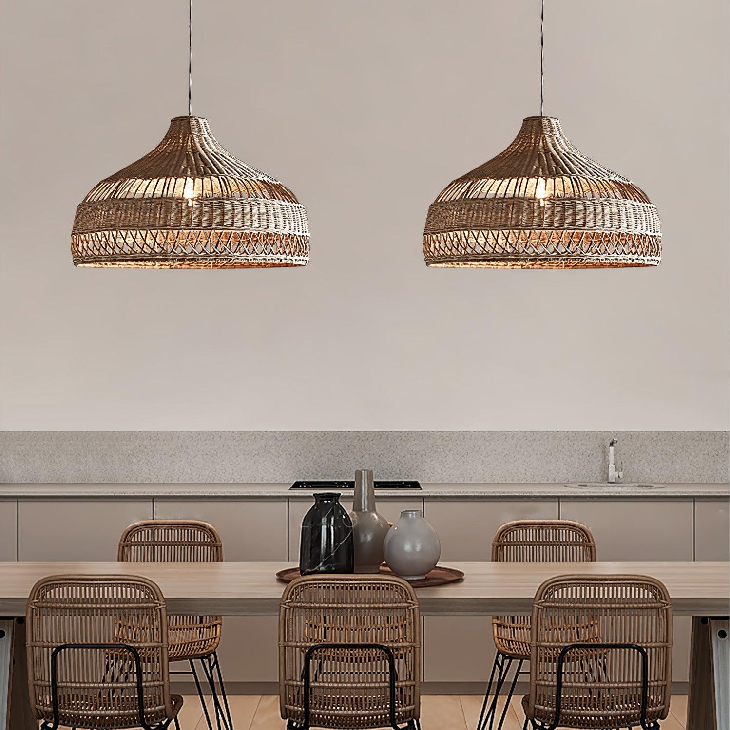 Artisanal Rattan Dome Pendant Lamp