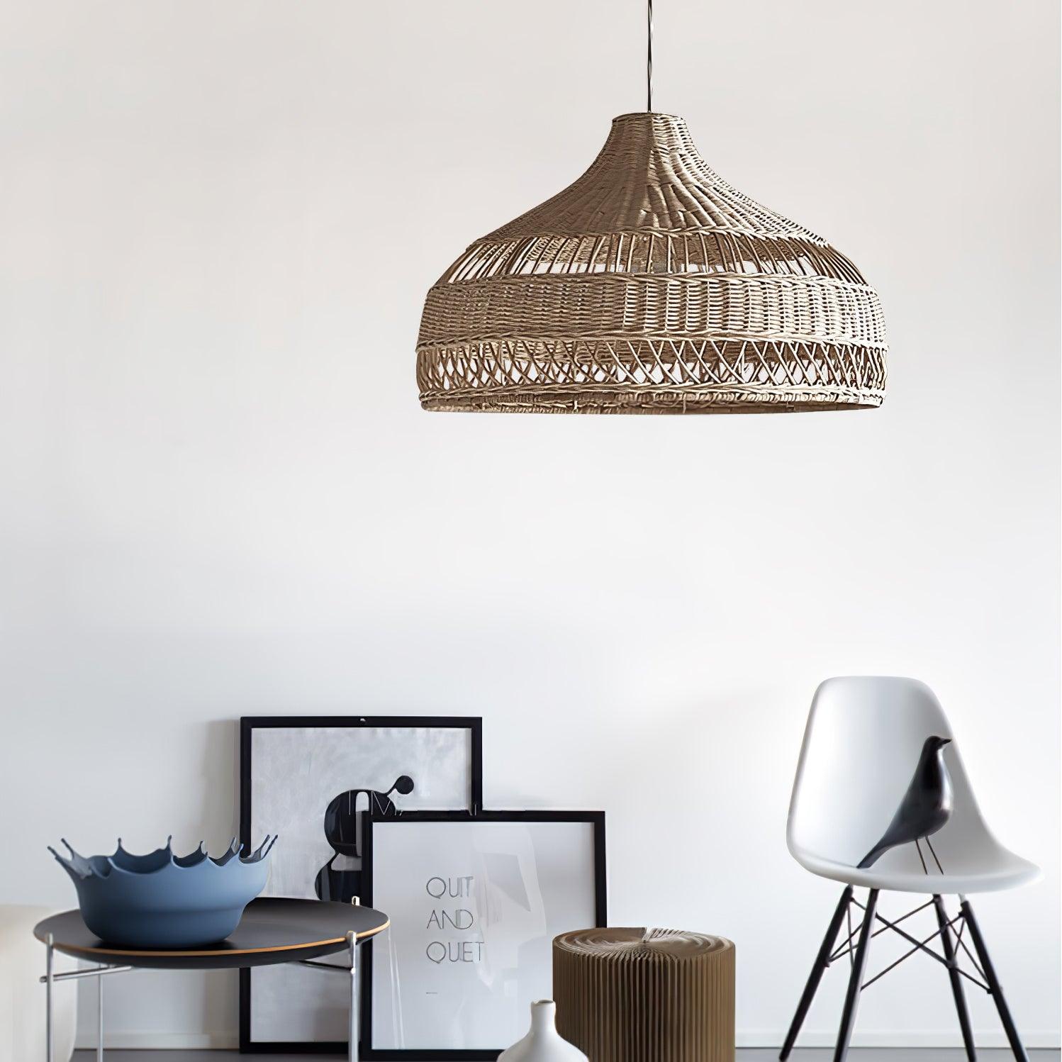 Artisanal Rattan Dome Pendant Lamp