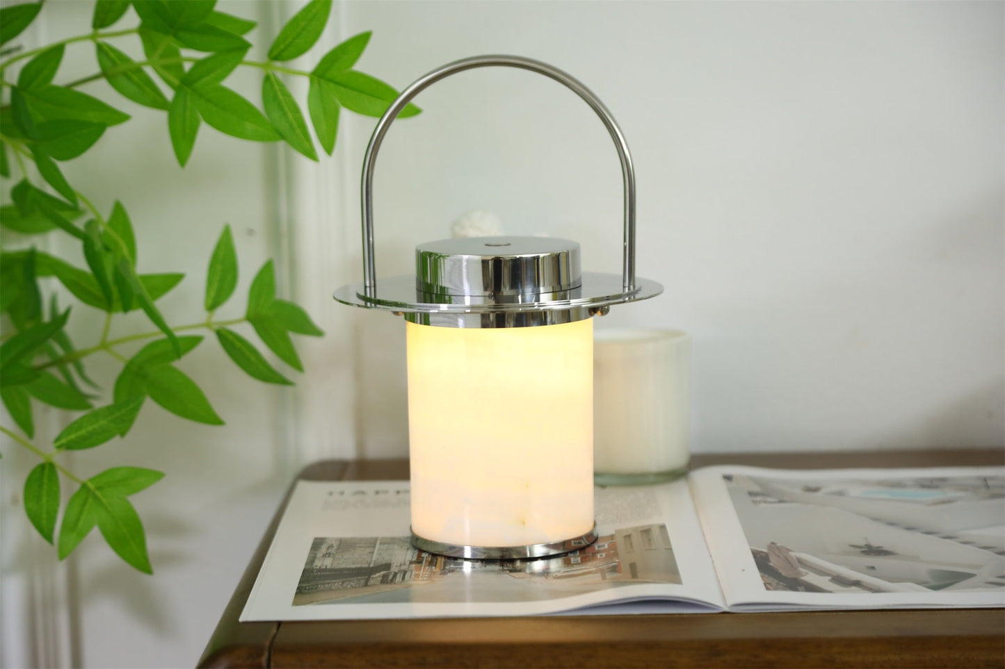 Solis Pod Rechargeable Alabaster Table Lamp