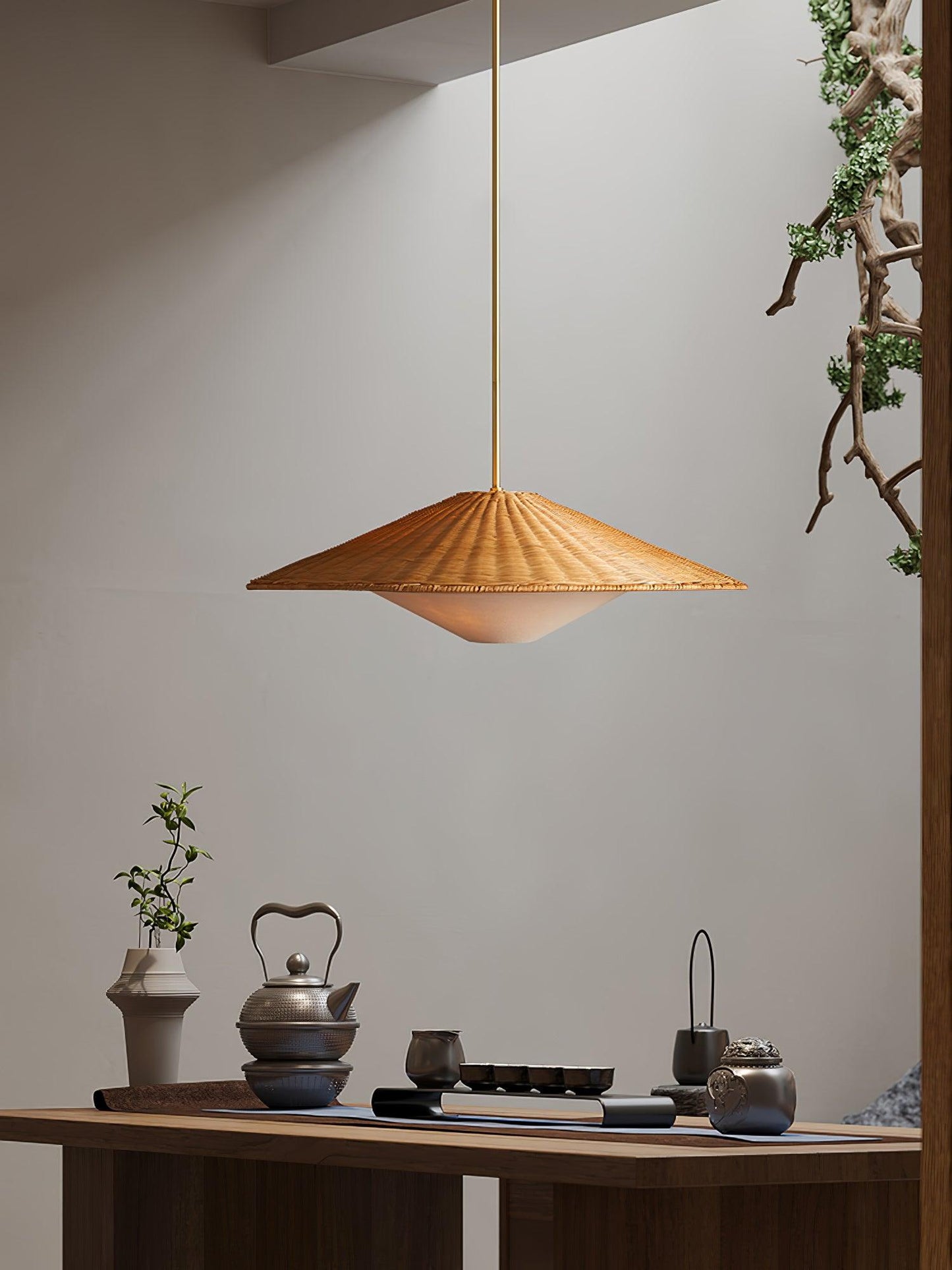 Rattan Hat Pendant Light